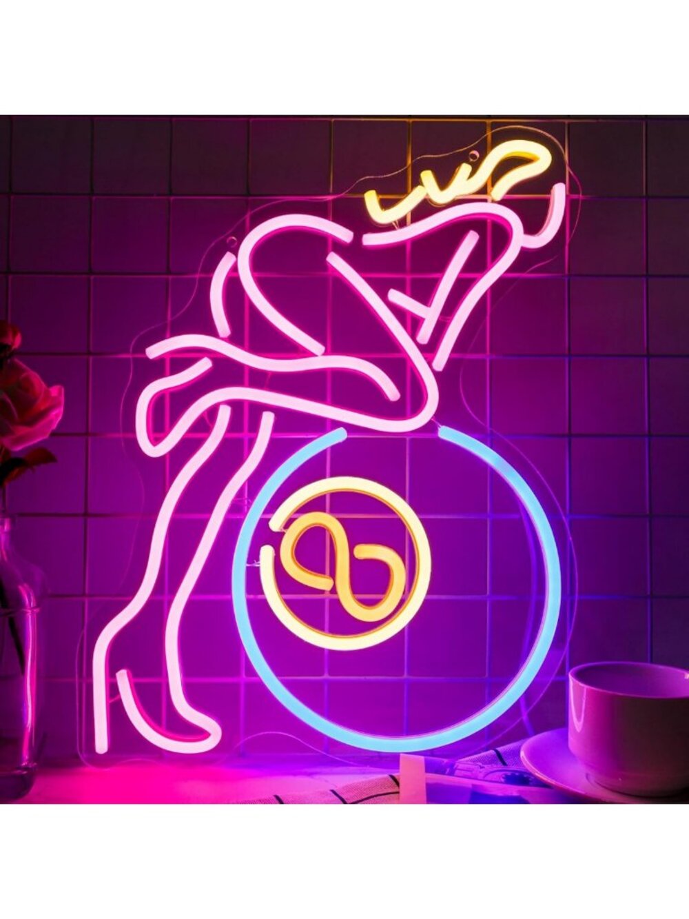 8-Inch LED Neon Wall Sign for Man Cave, Bar, Pub & Billiard Room Decor